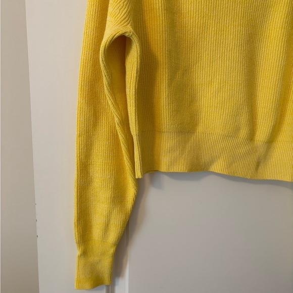 Free People Sunny Yellow Ribbed Mock Neck Sweater - Picture 2 of 6